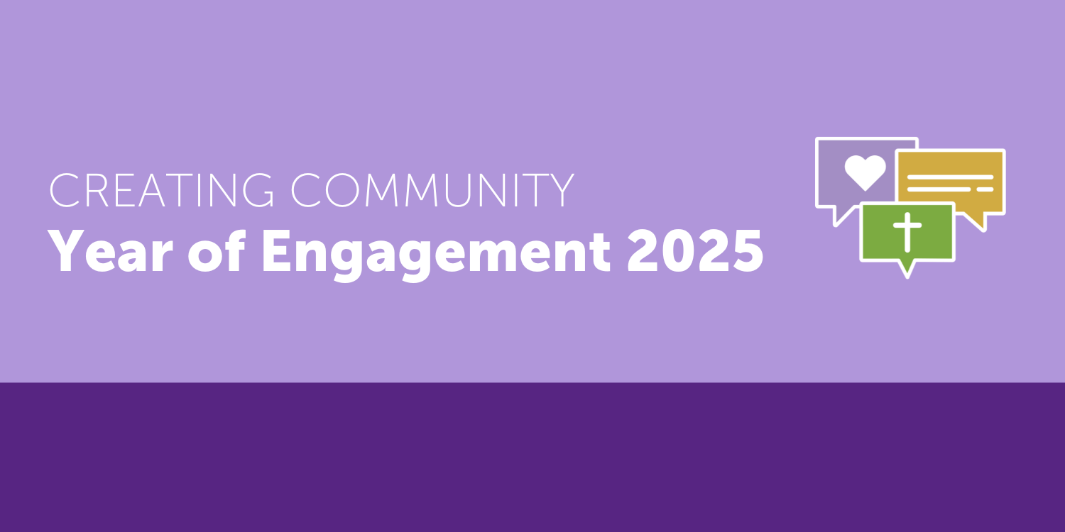 lilac background with purple writing saying year of engagement 2025