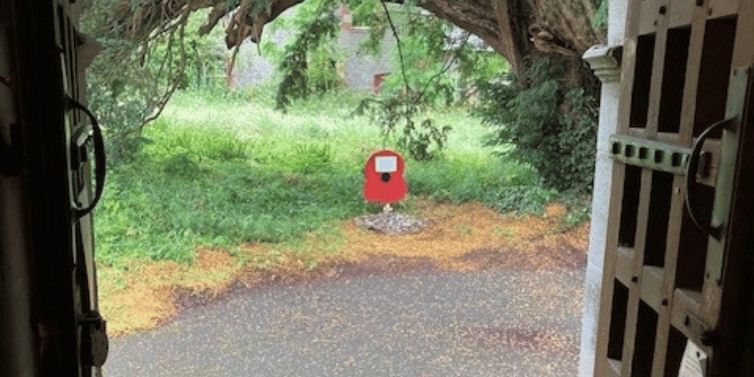 View from the porch at St Mary's Cusop, Herefordshire of Poppy Cairn