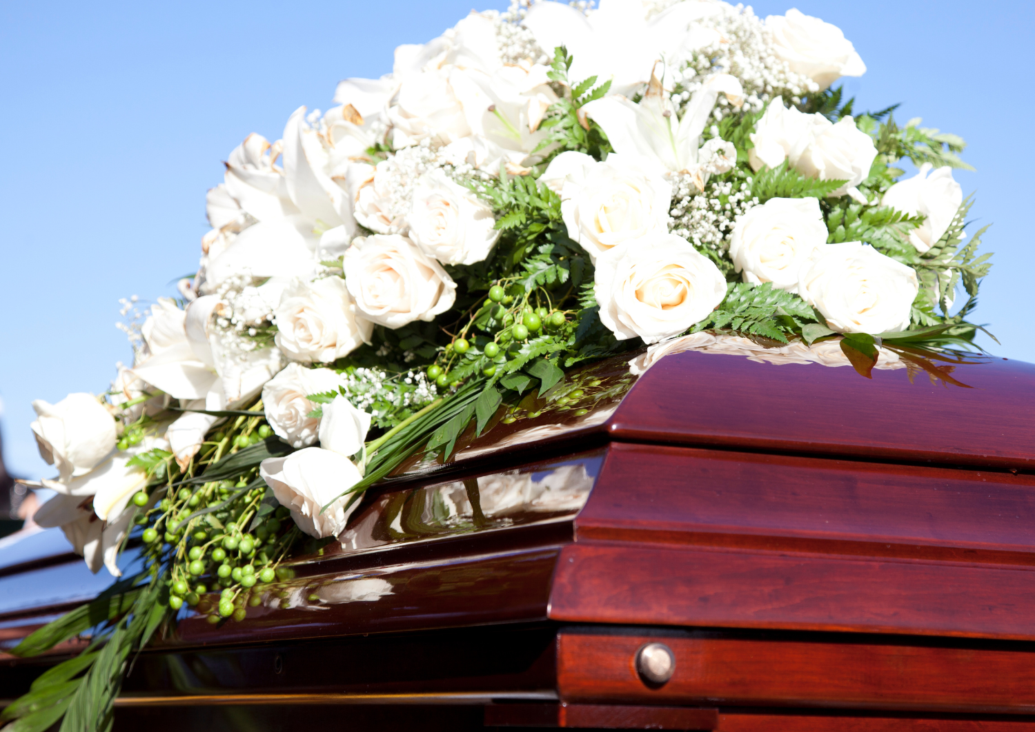 Coffin with flowers
