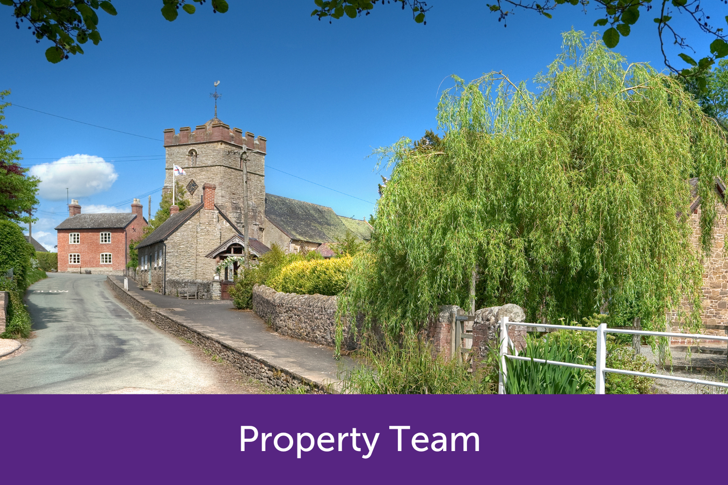 church building with a road