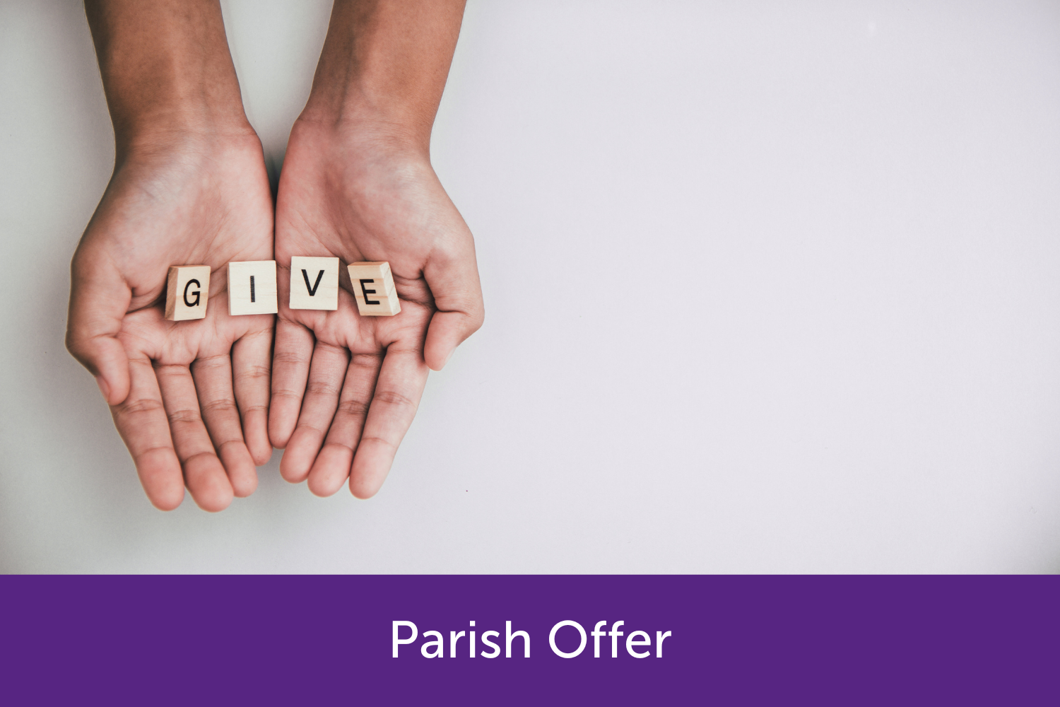 Hands holding the word give