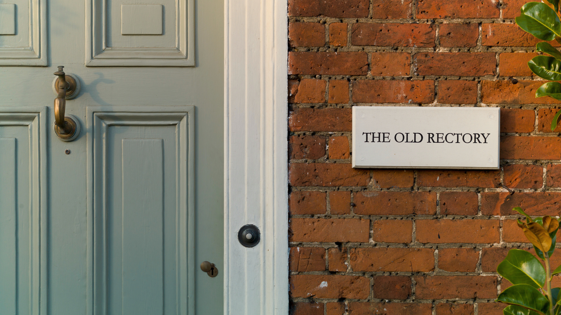 House door with sign