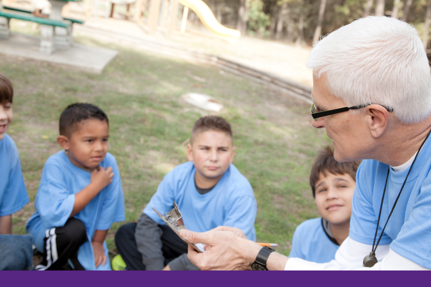 Man talking to children