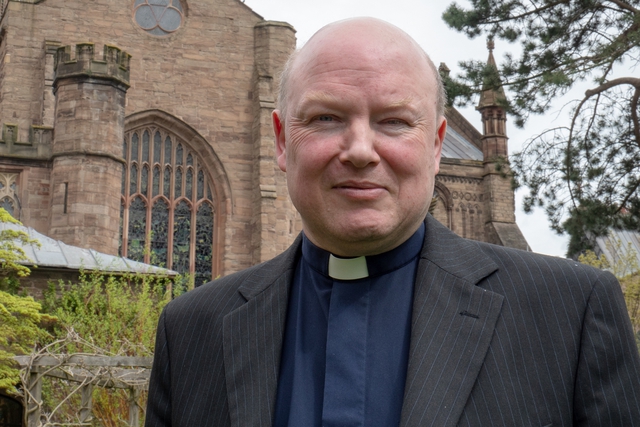 Archdeacon of Hereford, Derek Chedzey with Hereford Cathedral in background