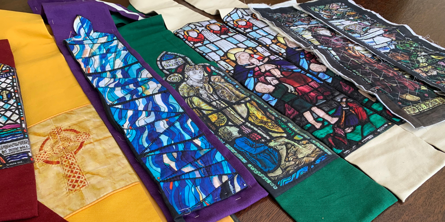 Fiona's Stained Glass Stoles featuring Herefordshire Churches